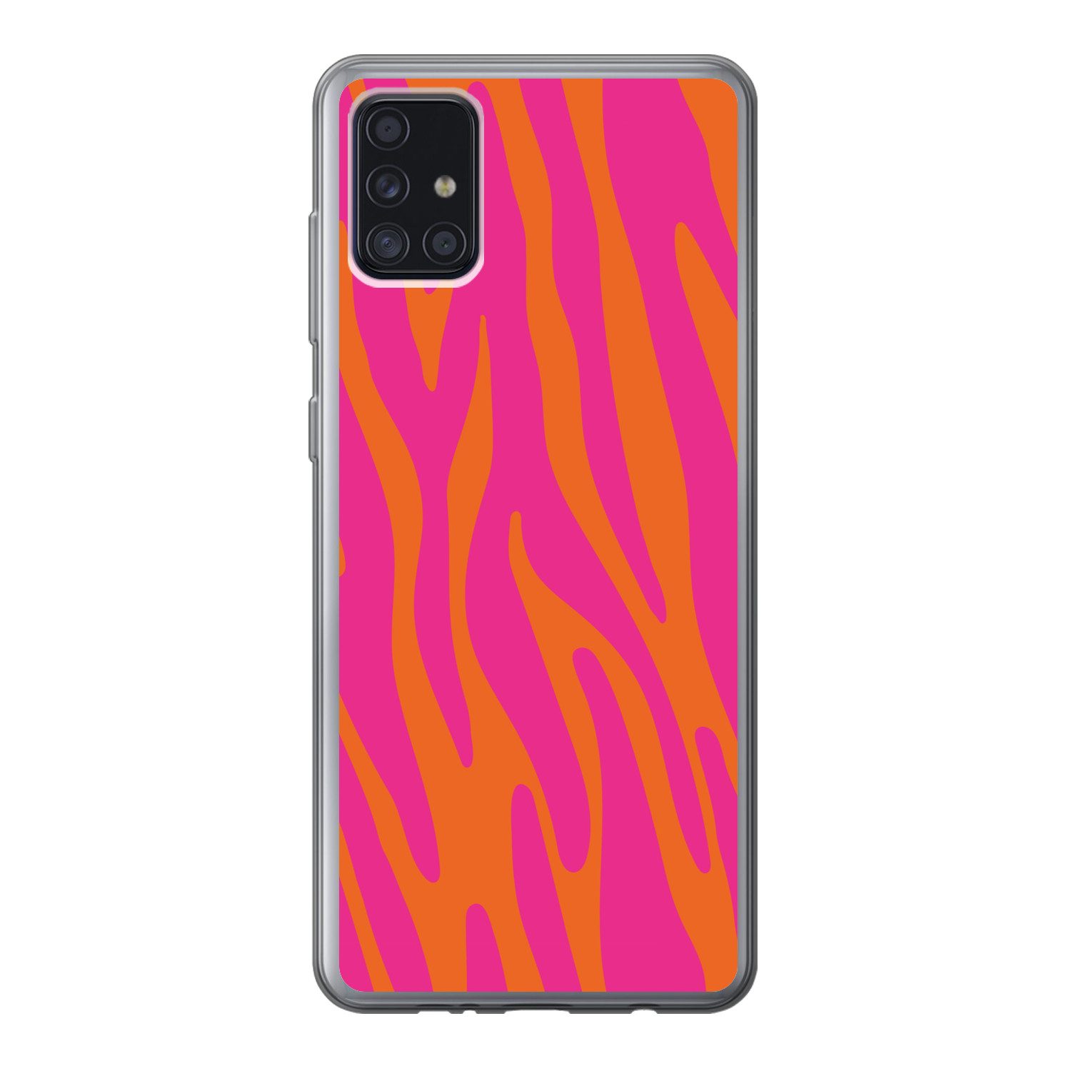 MuchoWow Handyhülle für Samsung Galaxy A52 5G Zebramuster - Rosa - Orange - Tiermuster, Smartphone-Bumper, Print, Handy Schutzhülle Dünn