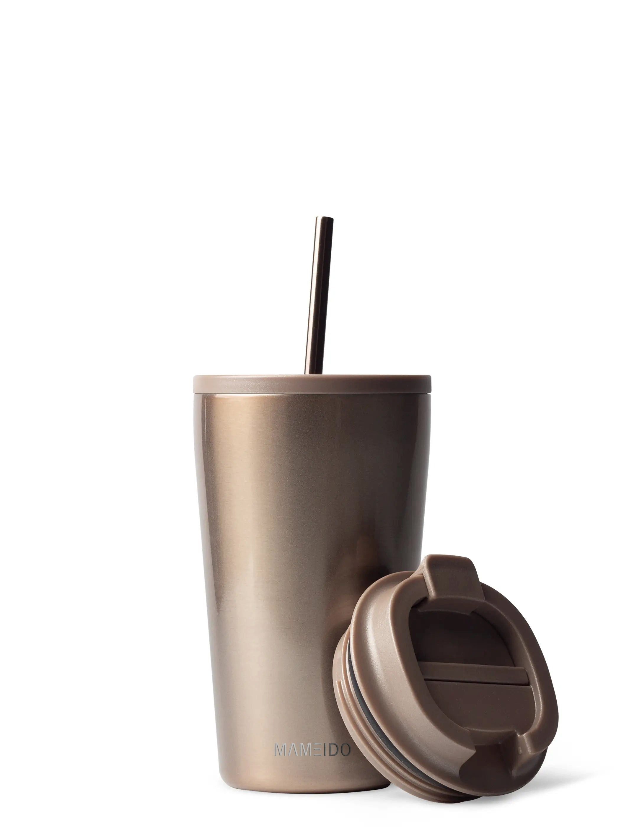 MAMEIDO Thermobecher, Edelstahl, Kunststoff, Silikon, doppelwandig isoliert, auslaufsicher in 350ml, 470ml, 700ml & 1200ml