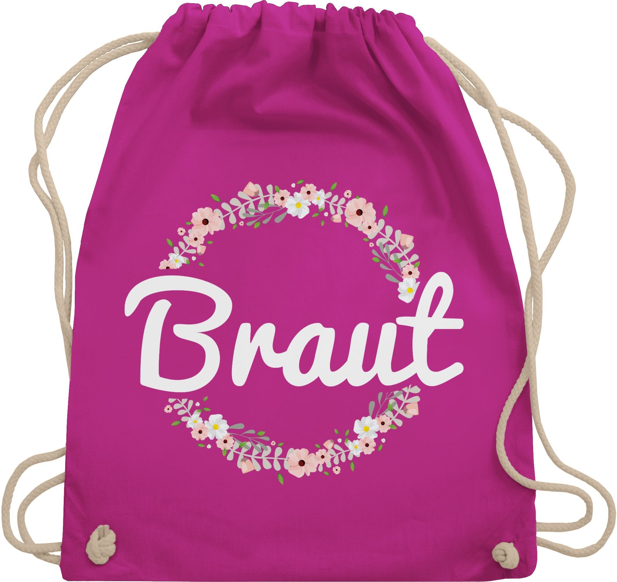 Shirtracer Turnbeutel Fuchsia JGA 02 Frauen Blumenkranz, Junggesellenabschied Braut