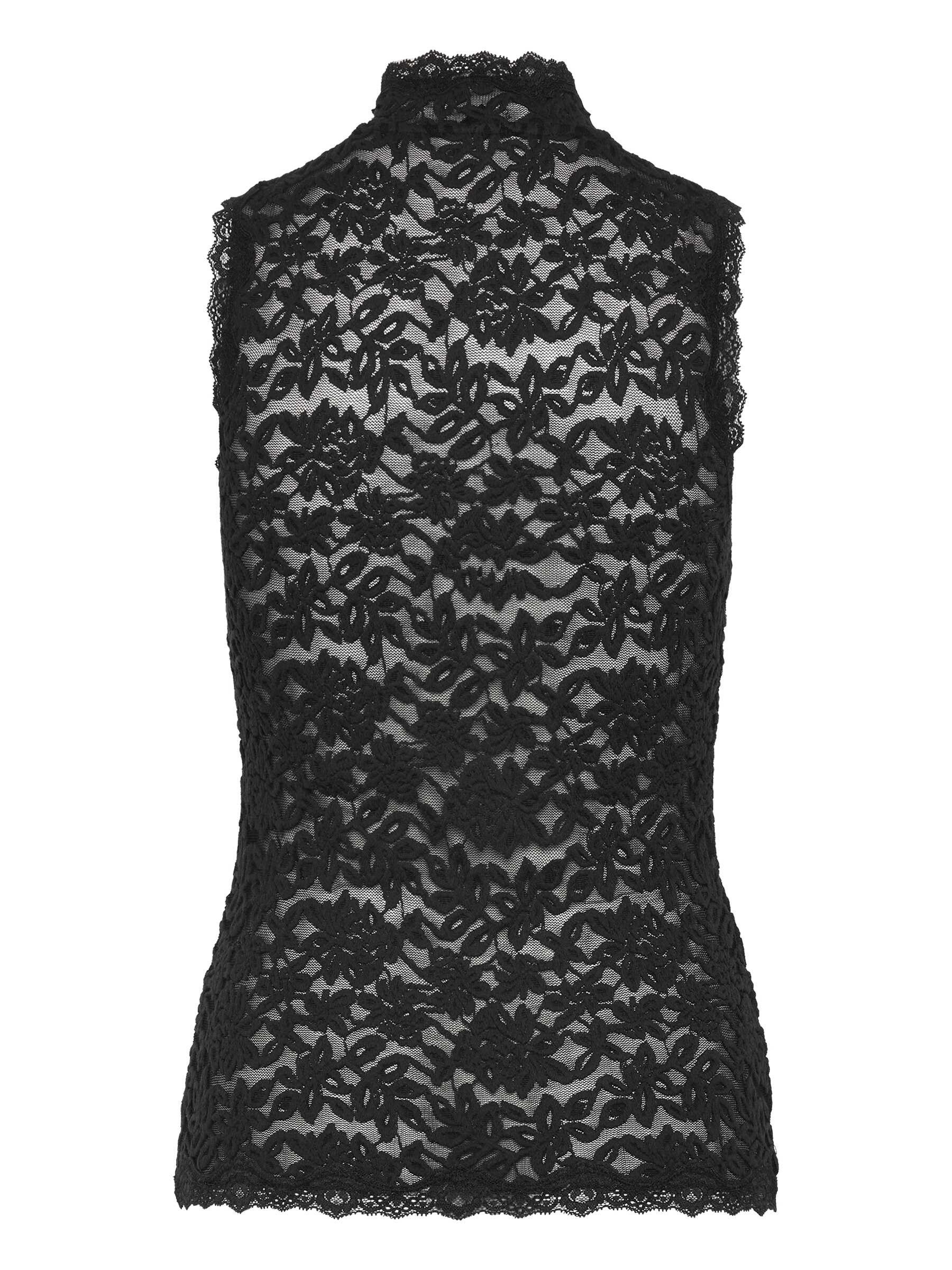 rosemunde Spitzentop Delicia lace top aus elastischer Baumwollspitze mit Stehkragen und Knopfleiste