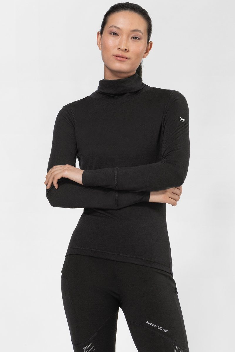 SUPER.NATURAL Funktionsshirt Merino Longsleeve W SKIING ROLL NECK funktioneller Merino-Materialmix