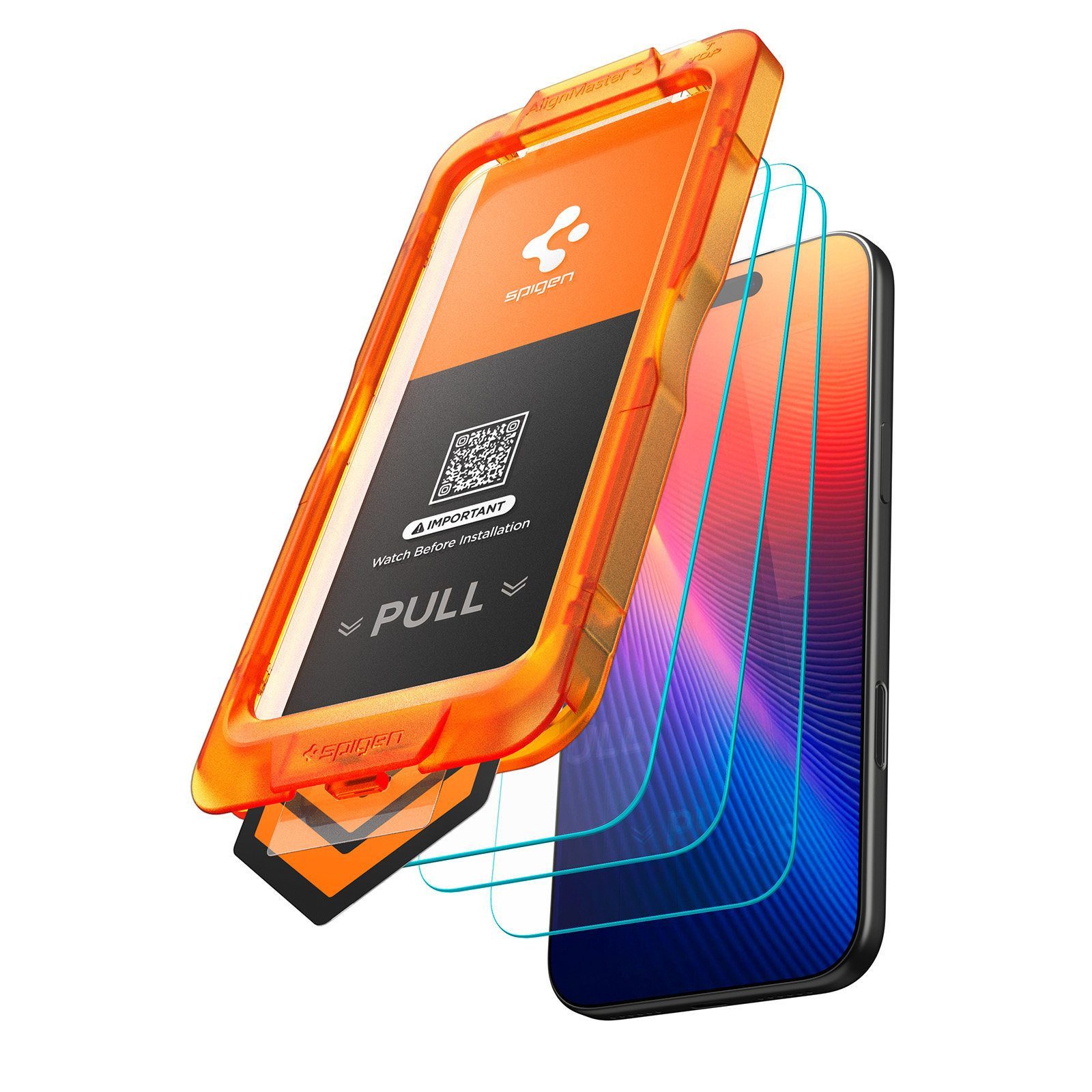 Spigen Displayschutzglas 3x Panzerglas für iPhone 17 Pro Displayschutz Schutzglas Hartglas für Apple iPhone 17 Pro, 3er Pack, 3 Stück, 9H-Hartglas, oleophobe Beschichtung, AlignMaster S Ausrichtungsschale