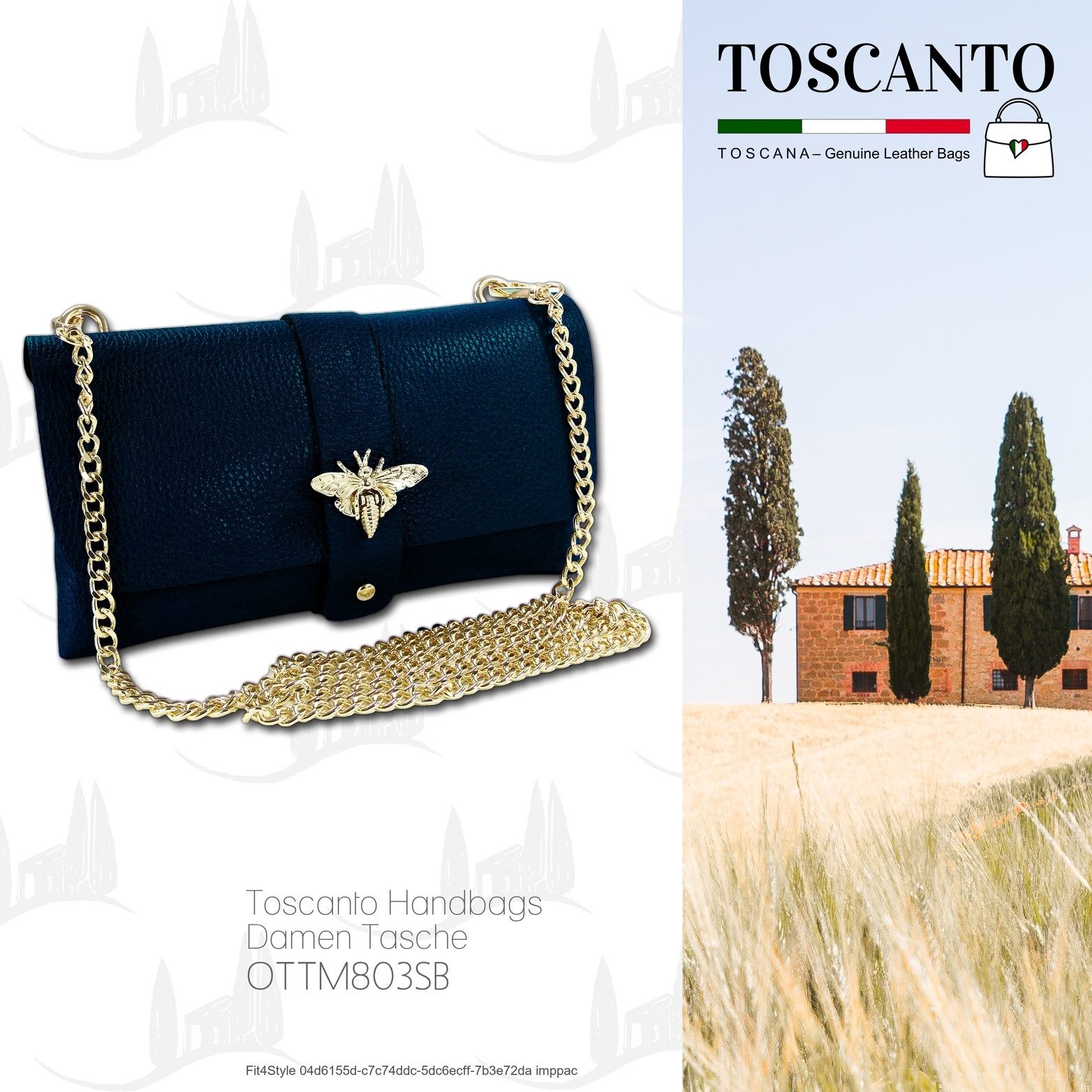 Toscanto Clutch Toscanto Damen Schultertasche Clutch (Clutch, Clutch), Damen Tasche Echtes Leder dunkelblau, Made-In Italy