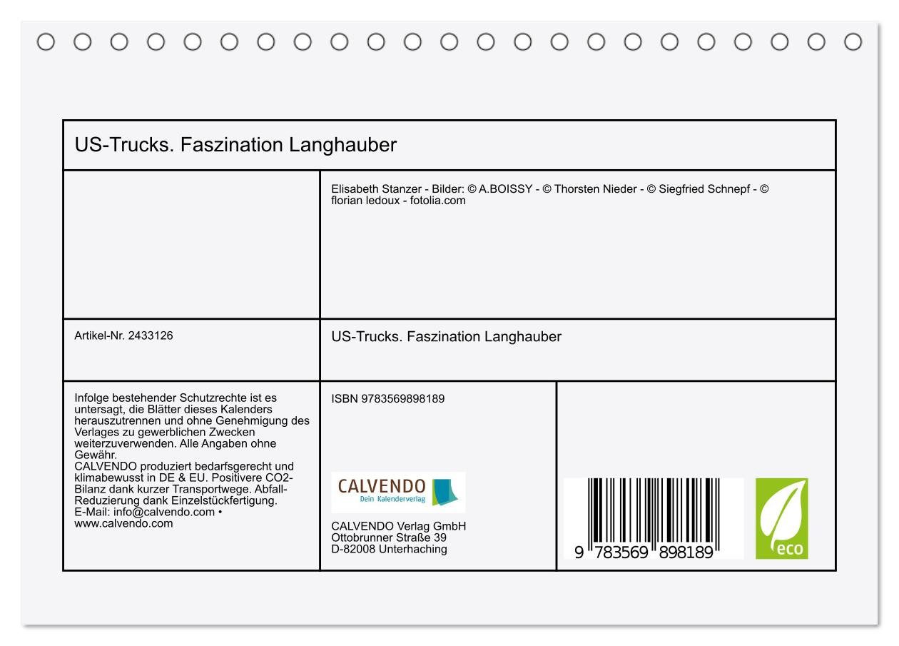 CALVENDO Wandkalender US-Trucks. Faszination Langhauber (Tischkalender 2027 DIN A5 quer), CA