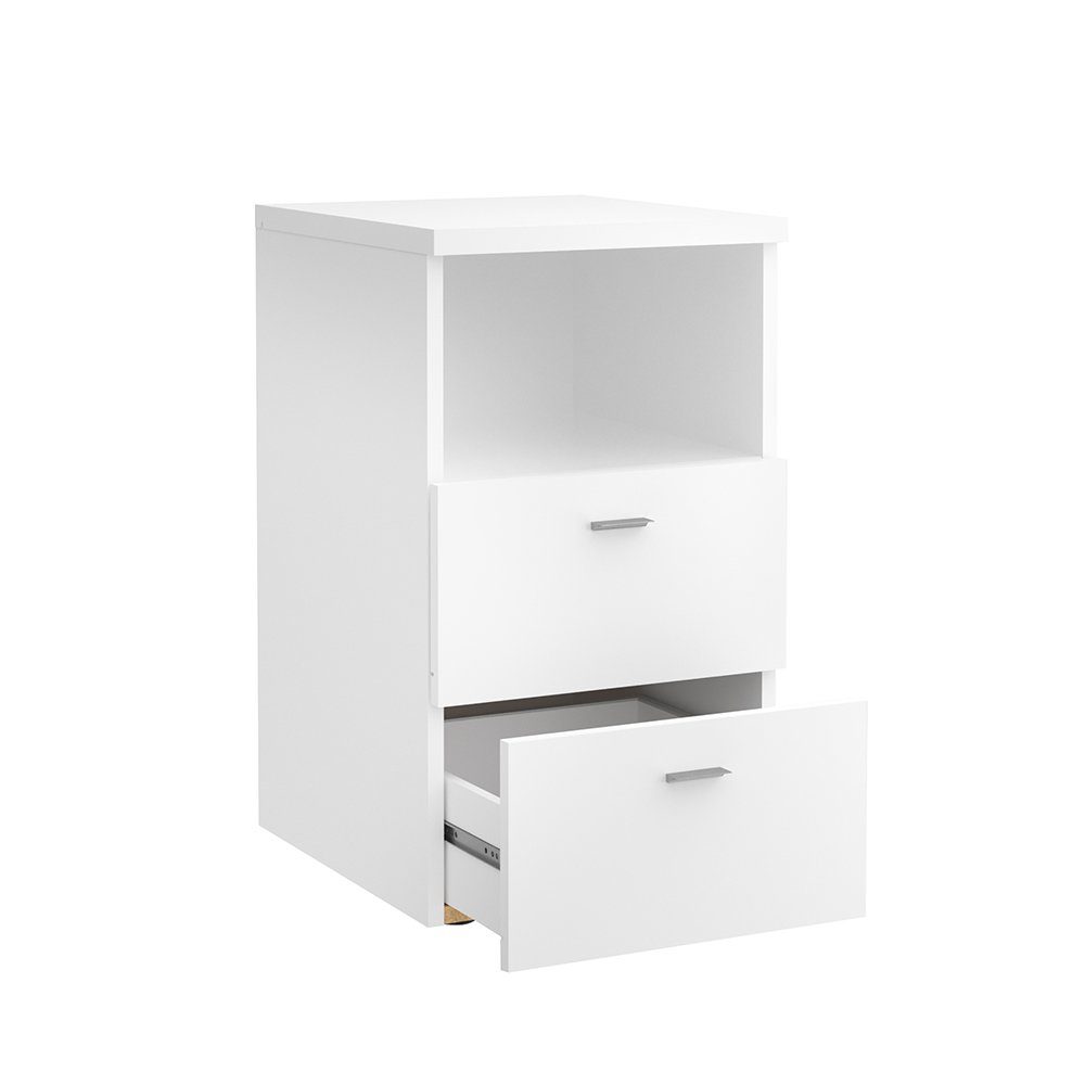 Lomadox Nachttisch CERNA-10, Nachtschrank Nachtkonsole, 2er Set, weiß, 35/61,5/39,9 cm