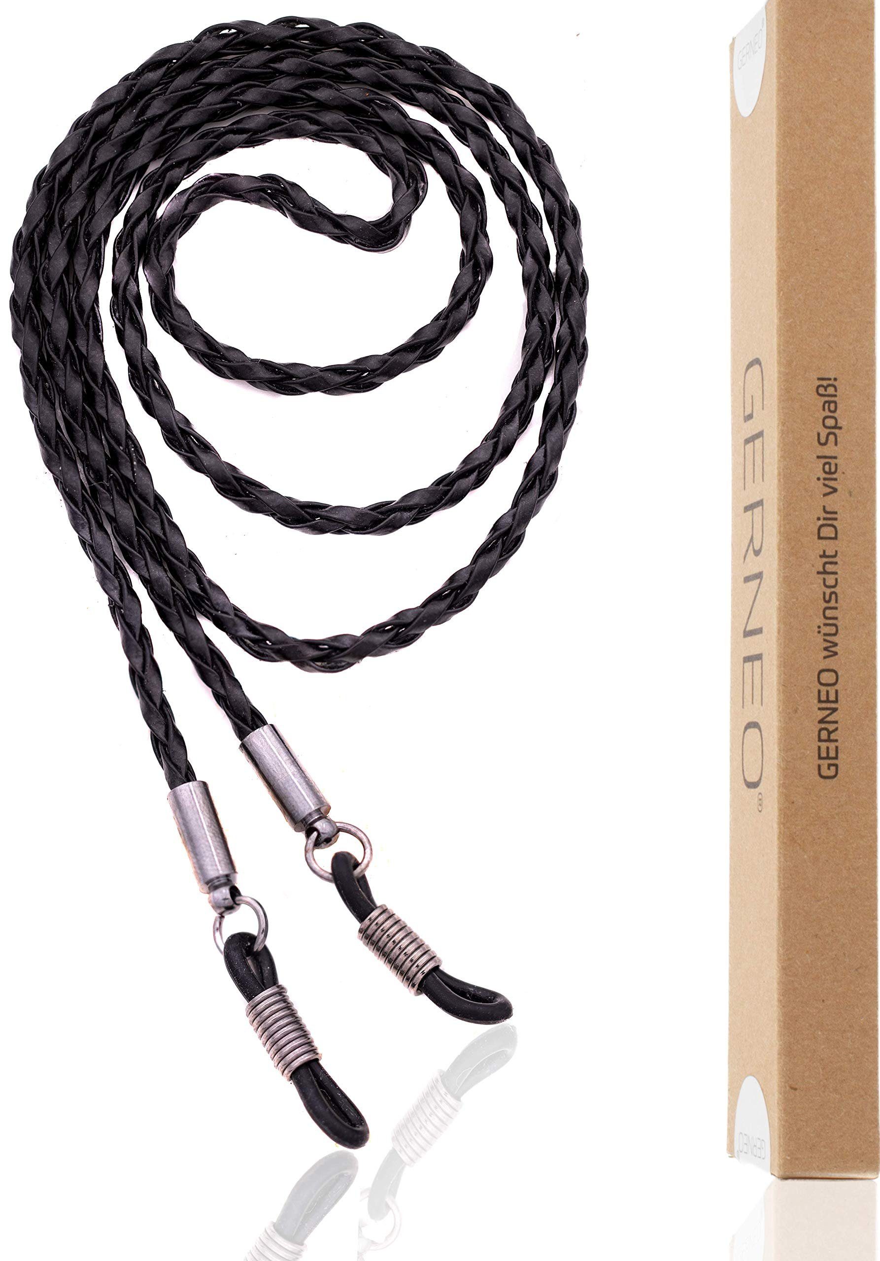 GERNEO Brillenband GERNEO® - Mailand – geflochtenes Leder Brillenband, PU Brillenkordel für Lesebrille – Halterungen anthrazitgrau