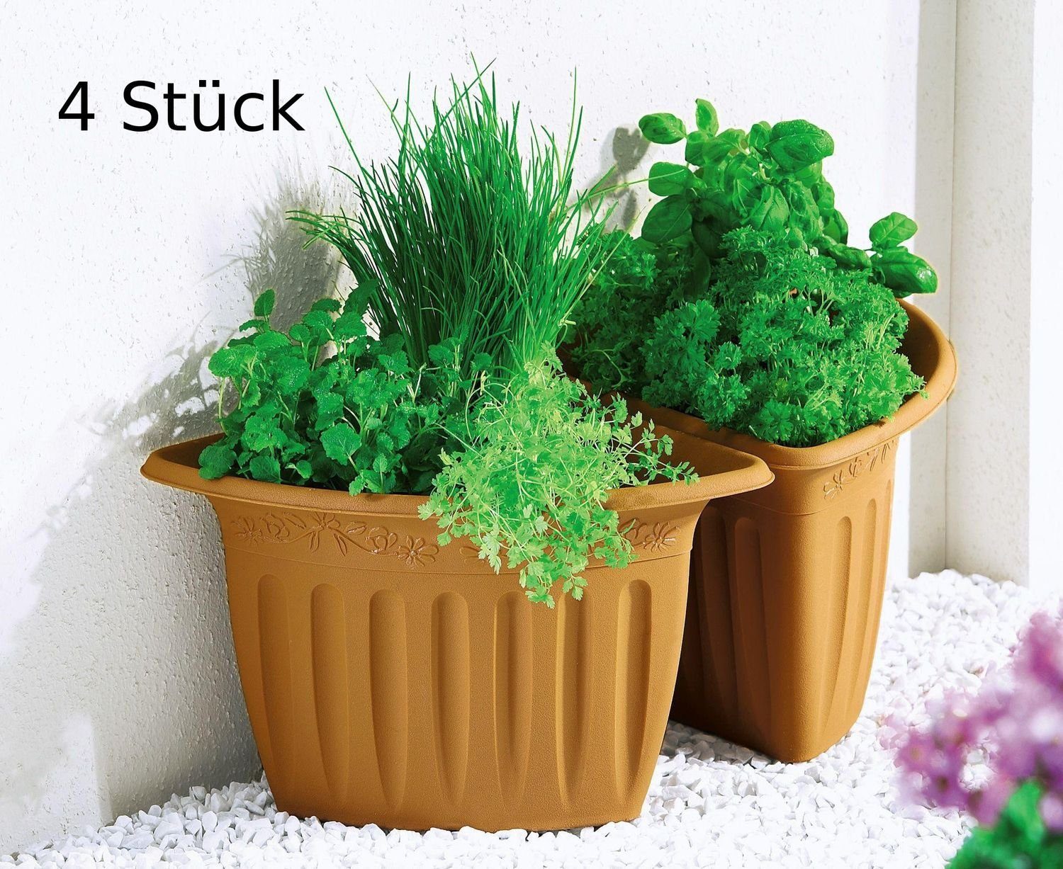 BURI Pflanzkübel Eck-Blumentopf 4er-Set Terrakotta Pflanztopf günstig online kaufen