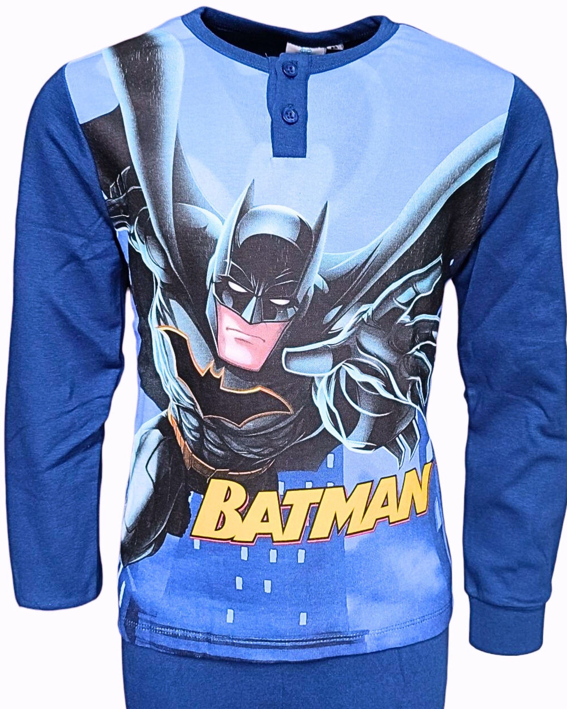 Dunkelblau Batman Jungen Gr. Pyjama cm 98-128 Schlafanzug langarm (2 tlg)