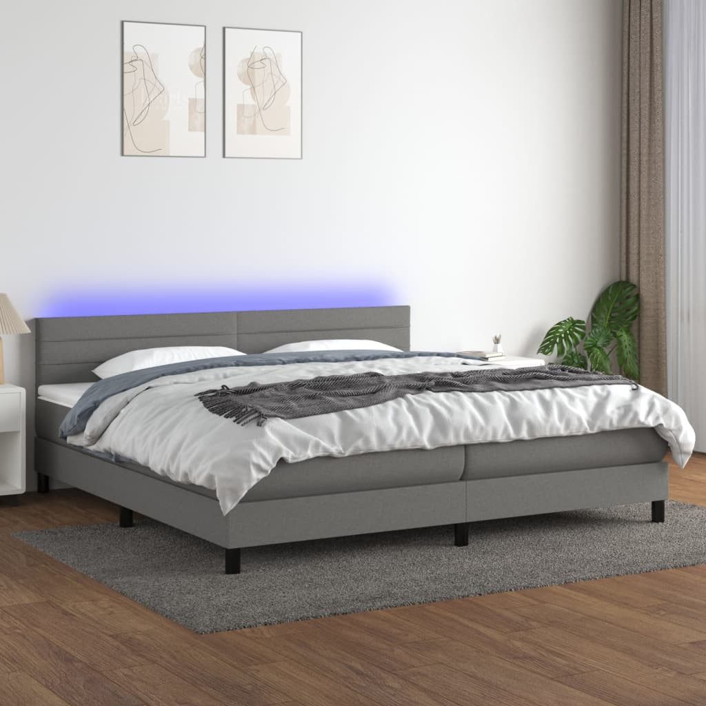 vidaXL Boxspringbett Boxspringbett mit Matratze LED Dunkelgrau 200x200 cm S günstig online kaufen