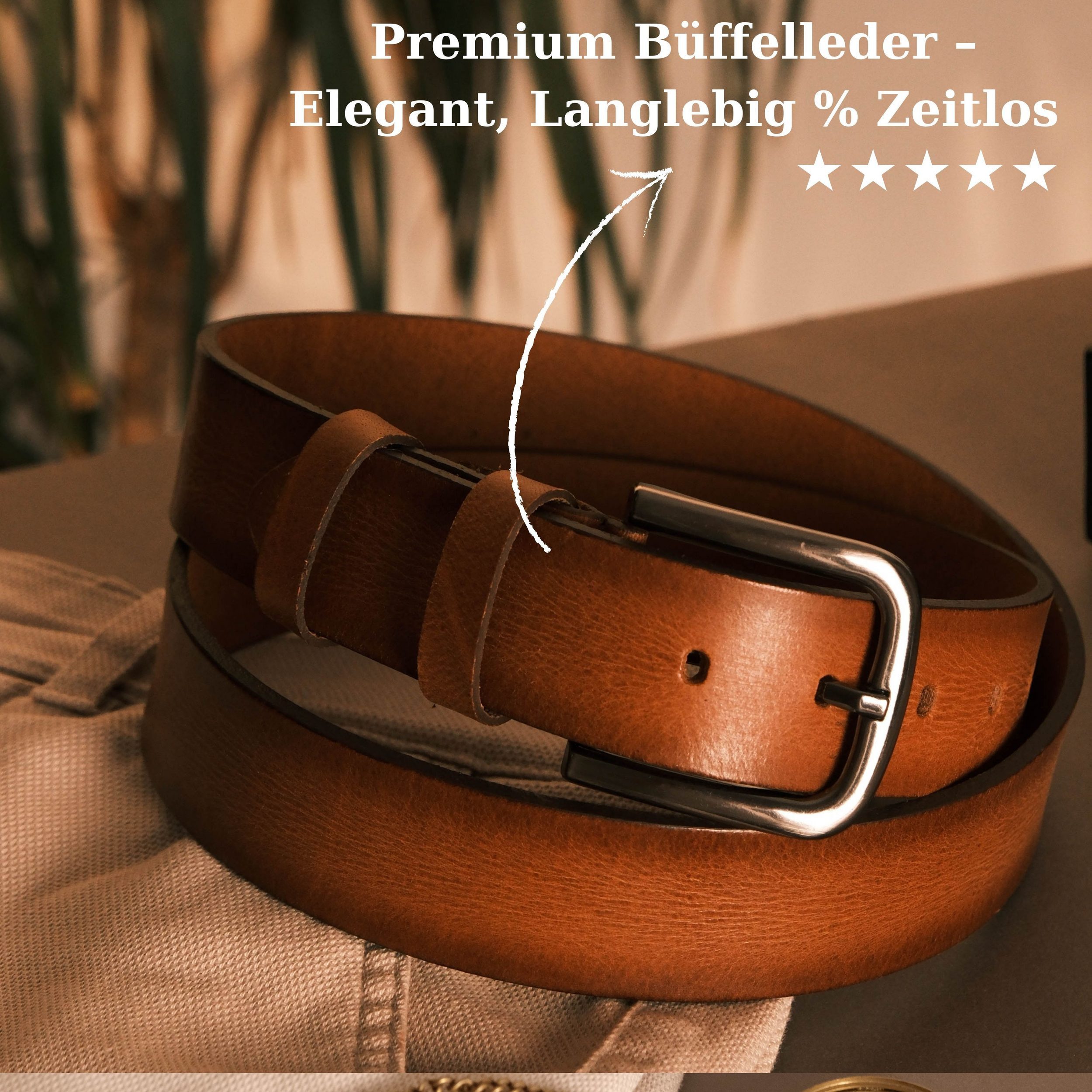 herémood Ledergürtel Gürtel Herren 4cm breit Ledergürtel Jeans Premium Geschenke für Männer (100 % Echtleder Gürtel handgefertigt, hochwertig verarbeitet, kürzbar, 1-St., Cognac 125 cm – 4 cm breit – echtes, robustes Büffelleder, langlebig) Ledergürtel Herren Cognac – robust & edel, ideales Herrengeschenk