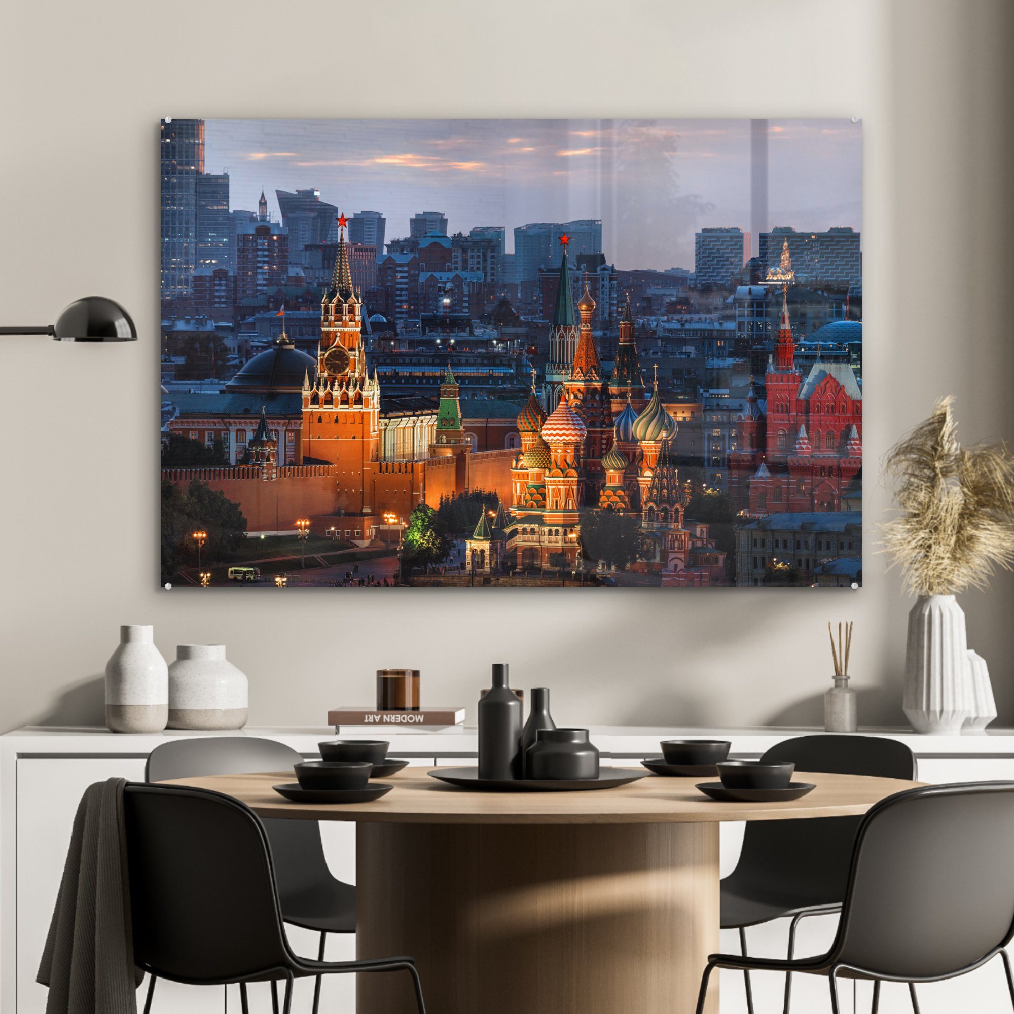 MuchoWow Acrylglasbild Moskau am St), & Schlafzimmer Acrylglasbilder Abend, Wohnzimmer (1