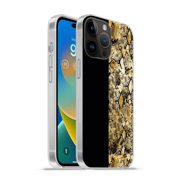 MuchoWow Handyhülle Schlange - Gold - Luxus Handyhülle Telefonhülle Apple iPhone 14 Pro