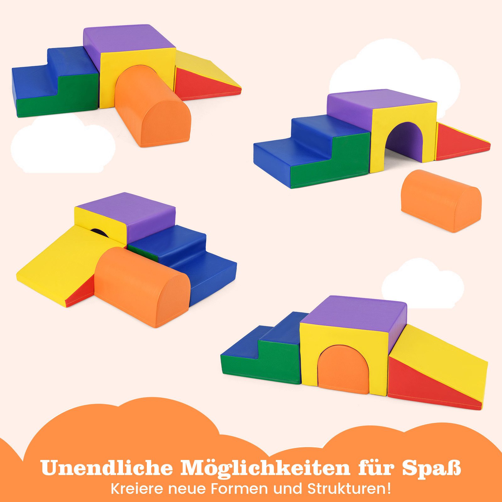 COSTWAY Spielbausteine, (4 St), Schaumstoffbausteine für Baby und Kinder
