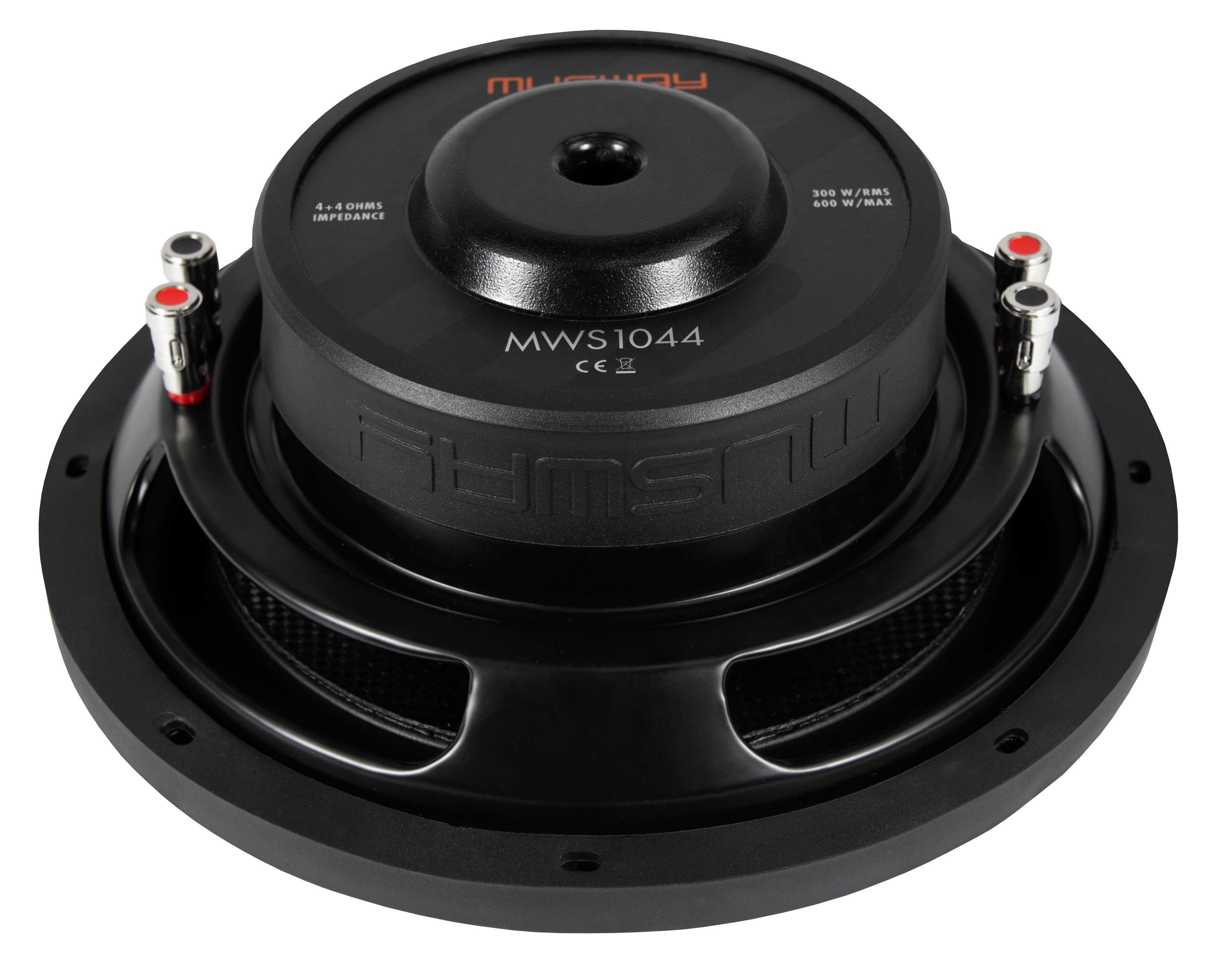 Musway MWS1044, 10“ Subwoofer 10“ (25 cm) FLACH 4 + 4 Ohm Auto-Subwoofer (300 W, max.: W 25 cm)