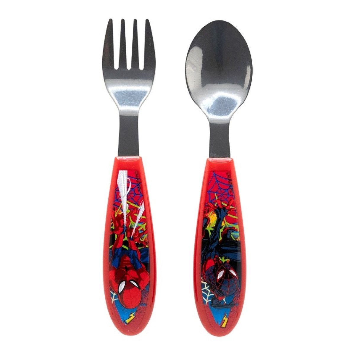 Spiderman Kinderbesteck Set 2-teilig – Löffel & Gabel mit Motivgriffen (2-tlg), 1 Personen