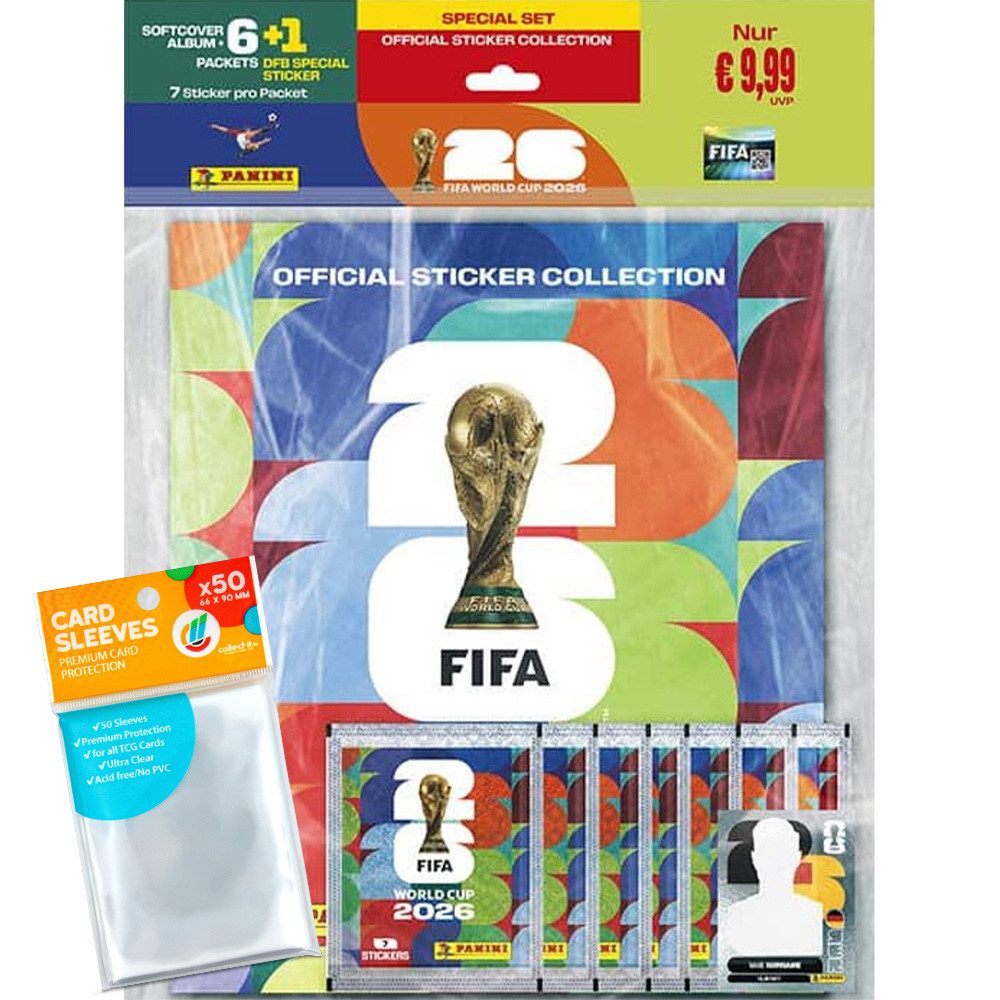Panini Sammelkarte World Cup 2026 Sticker -1 Starter-Set #2 (Album inkl. 6 Packs)+ Hüllen