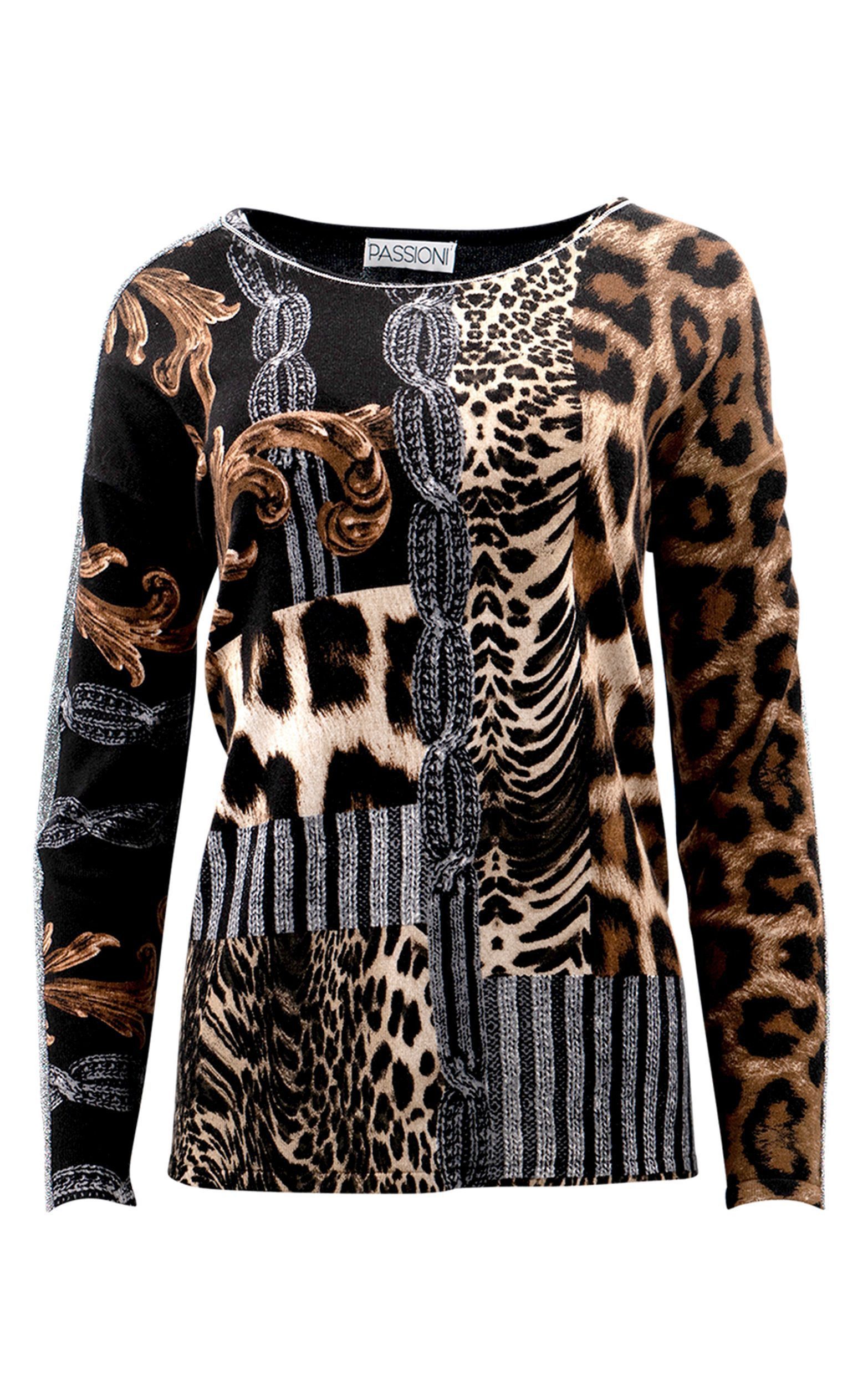 Passioni Strickpullover in Animal-Strick-Optik günstig online kaufen