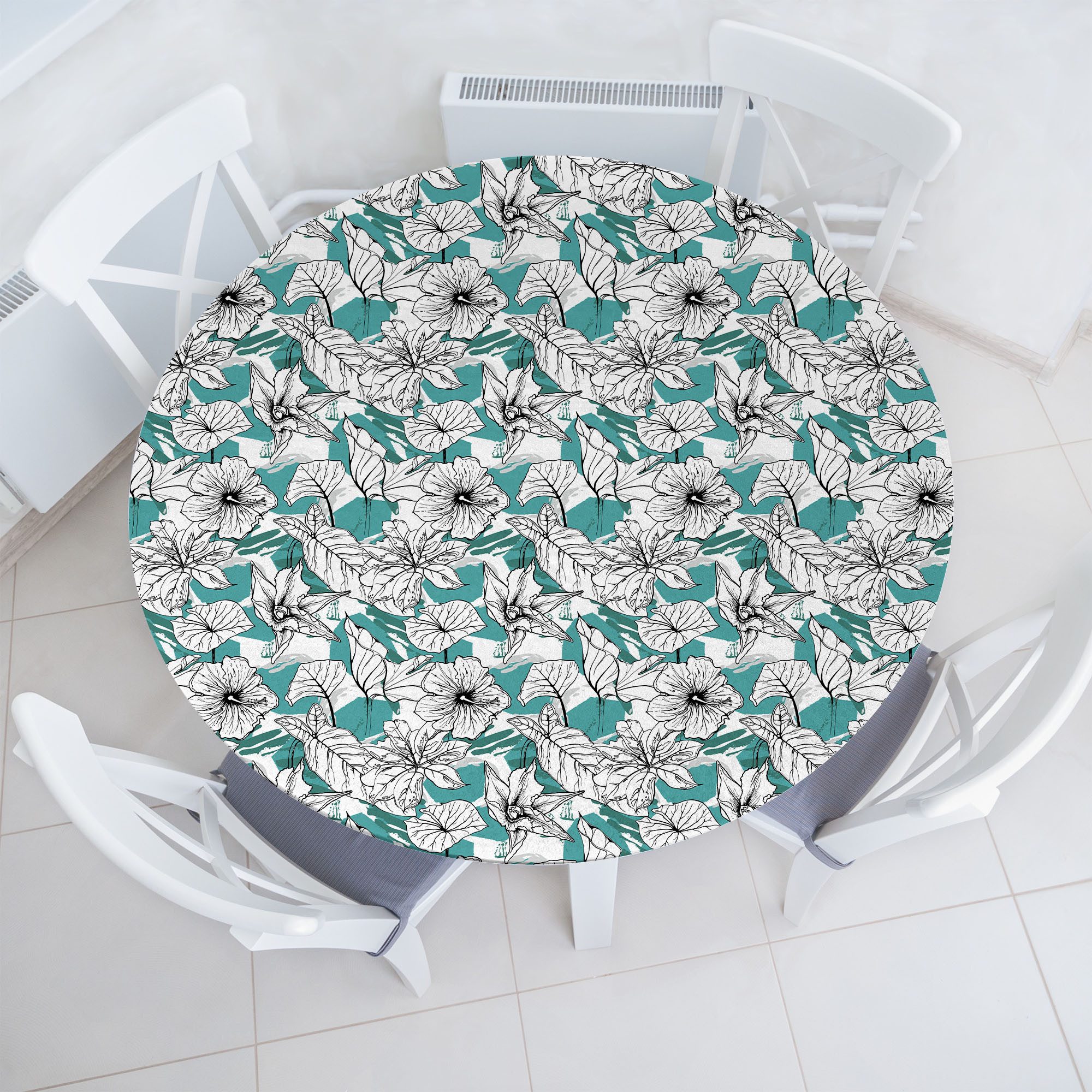 Abakuhaus Tischdecke Rundum-elastische Stofftischdecke, Blumen Blooming tropische Blumen
