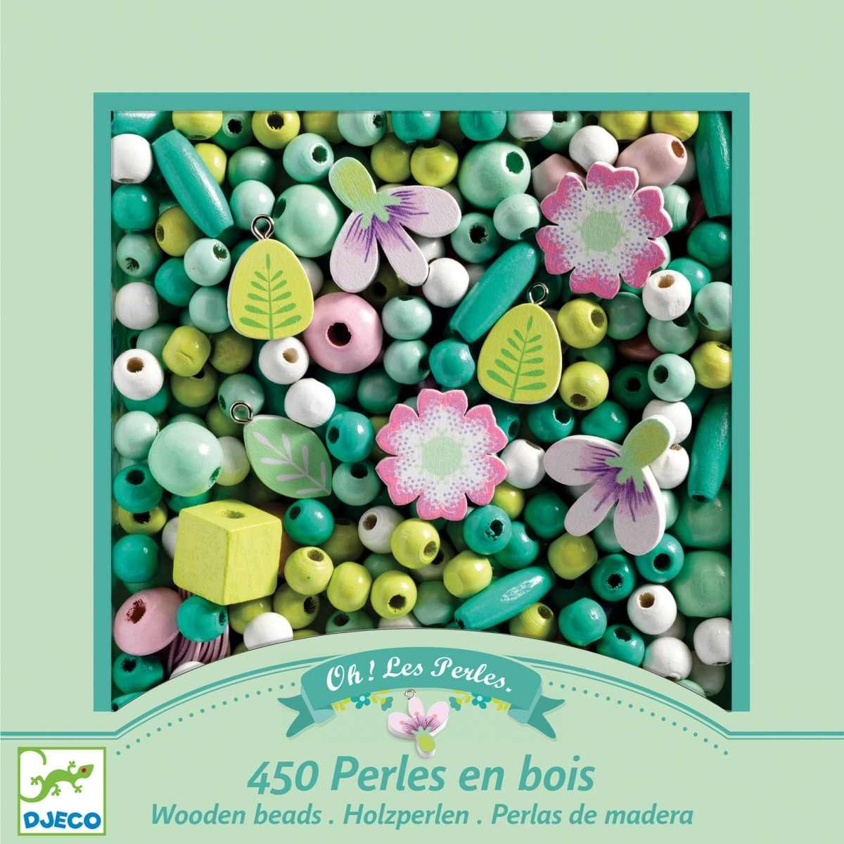 DJECO Kreativset Kreativset Schmuck 400 bis basteln: Holzperlen 450 grün Perlen