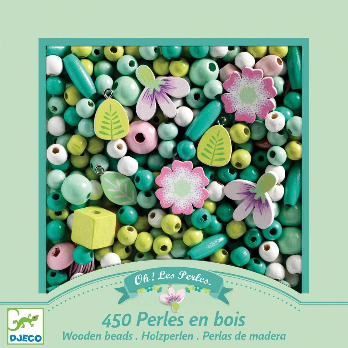 DJECO Kreativset Schmuck basteln: Holzperlen Kreativset 400 bis 450 Perlen