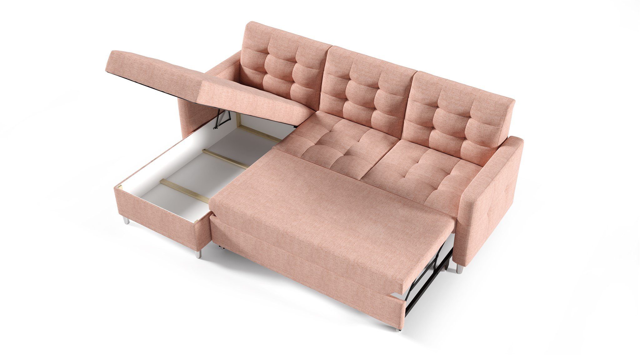 Fun Möbel Ecksofa Ecksofa Sofa NURI mit Ottomane in Stoff Luis, inkl. Schlaffunktion, Rundumbezug