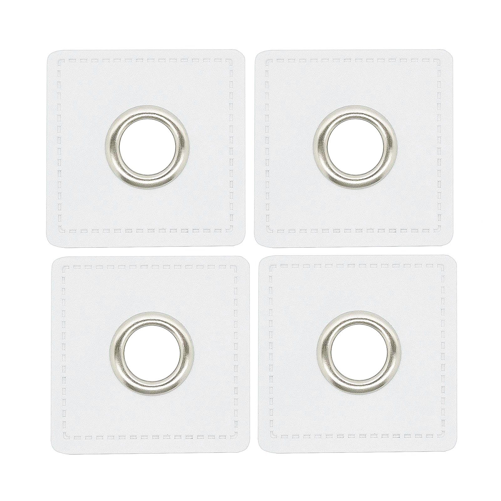 maDDma Пластырь 4 Metall-Ösen auf Kunstleder, Lederimitat, Metall, weiß Öse silbern