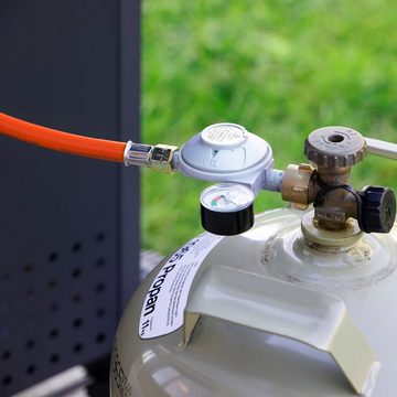 LANDMANN Gasdruckregler Gasdruckminderer DE 50mbar grau mit Schlauchbruchsicherung, 50,00 mbar