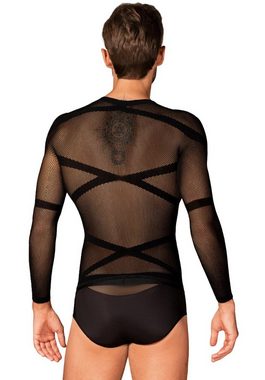 Obsessive Longsleeve Transparentes Long Sleeve Shirt für Männer - schwarz (1-tlg) Netz