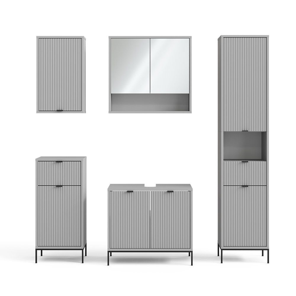 Vicco Badmöbel-Set Eliza, Grau, 5 Teile, günstig online kaufen