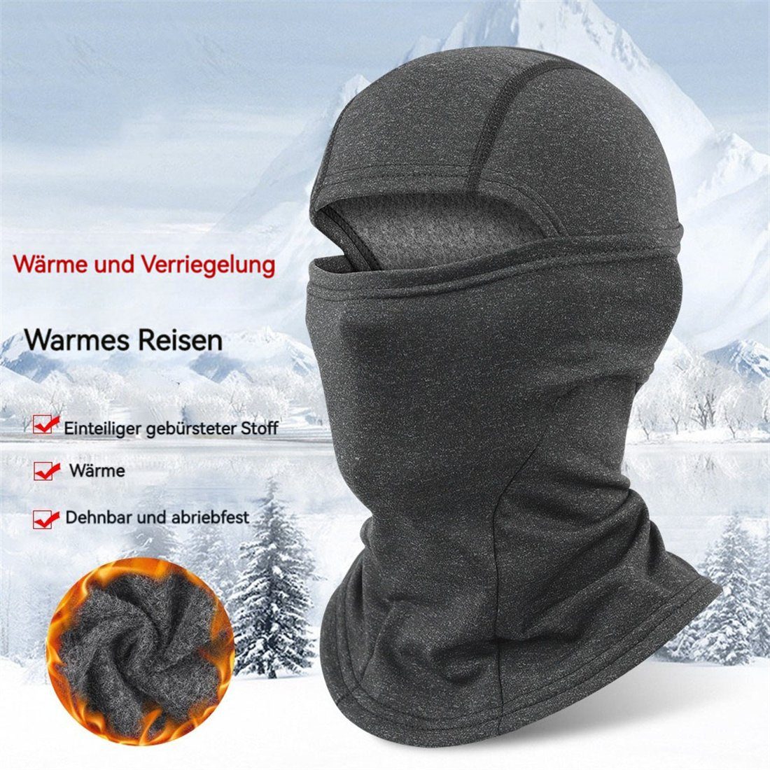 Warme Sport-Kopfbedeckung Maske Sturmhaube den DÖRÖY dunkelgrau für mit Outdoor-Reitsport, Puffer