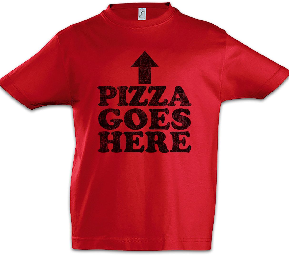 Print-Shirt Pizza Goes Here Kinder T-Shirt Lover Fun Geek Nerd Love Liebe Addicted