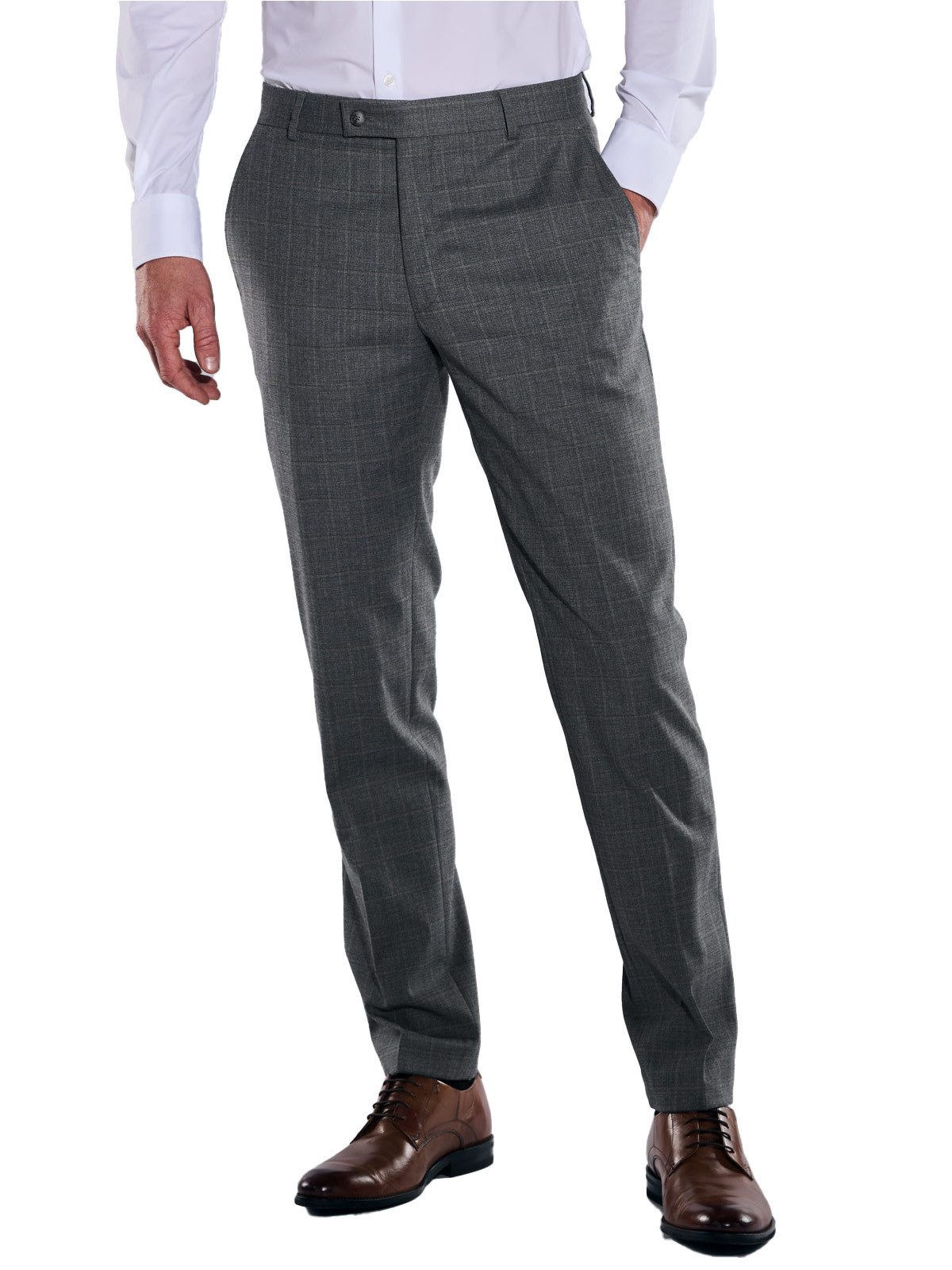 emilio adani Anzughose emilio adani Herren Anzug-Hose kariert, Silbergrau günstig online kaufen