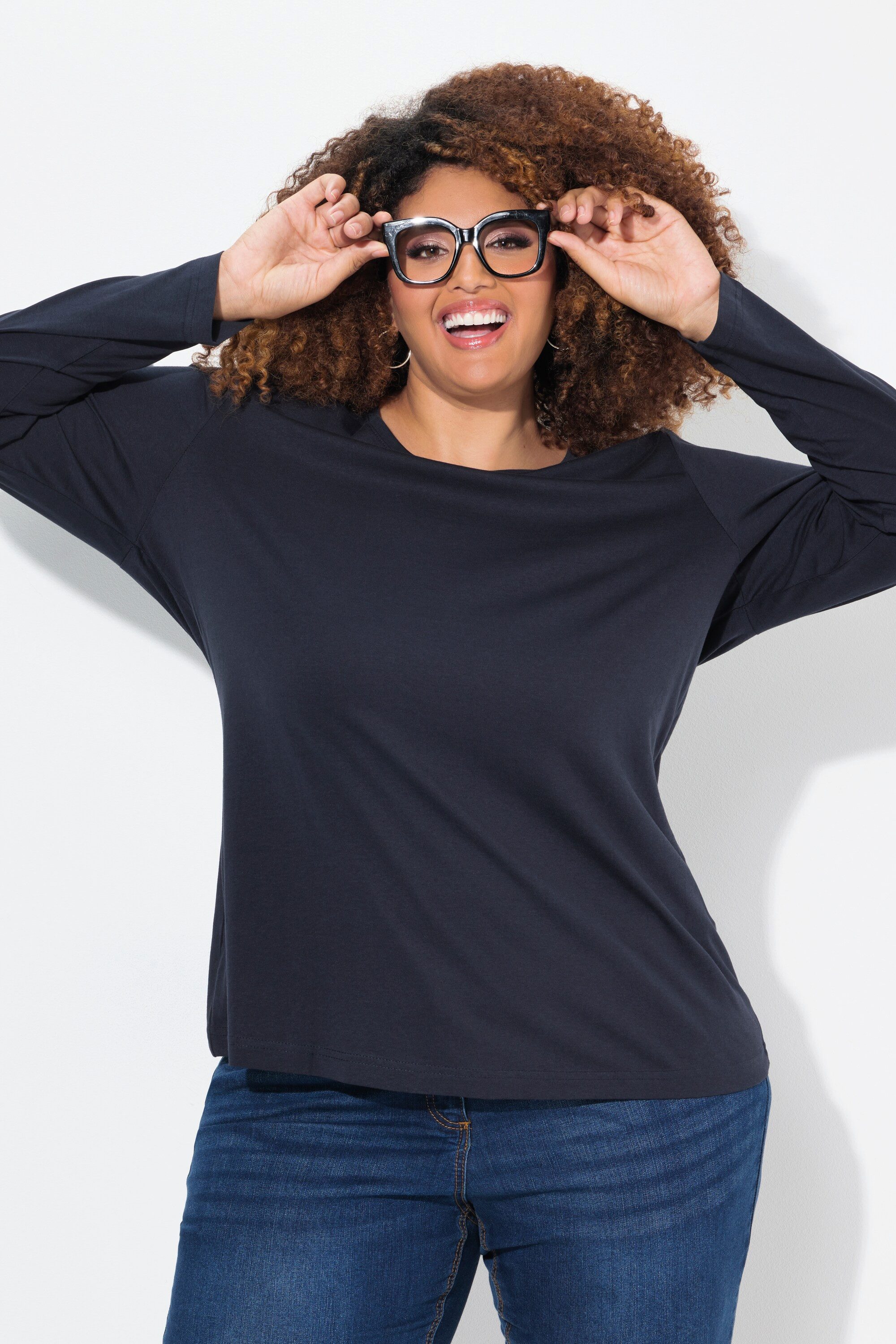 Ulla Popken T-Shirt Shirt Slim Rundhalsausschnitt Langarm – Bild 4 von 5