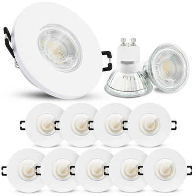 linovum LED Einbaustrahler 10er Set LED Einbauleuchte IP65 warmweiss GU10 6W 230V - Einbauspot, Leuchtmittel inklusive, Leuchtmittel inklusive