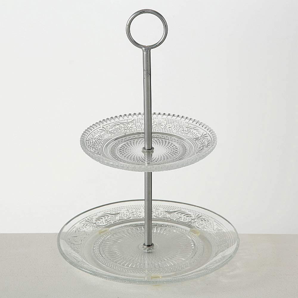 BOLTZE GRUPPE GmbH Dekoetagere Etagere Relief 2-stöckig Glas klar Höhe 28 cm