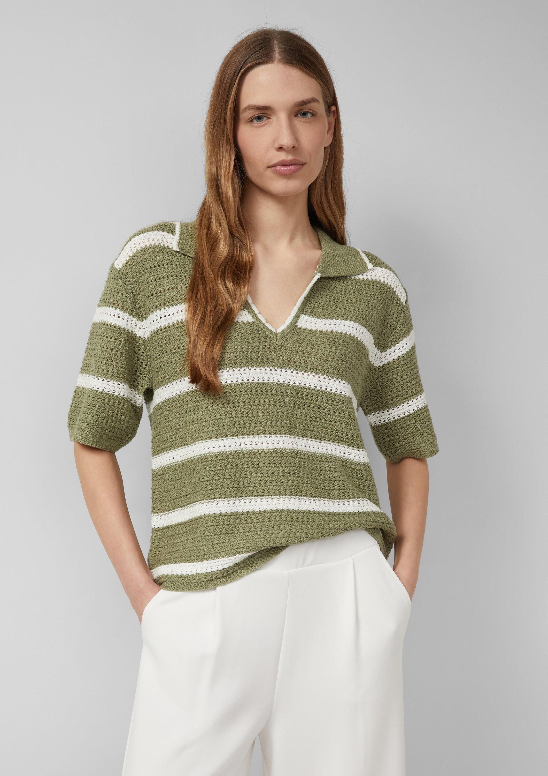 s.Oliver Kurzarmpullover Strickpullover Strickpolo mit V-Ausschnitt günstig online kaufen