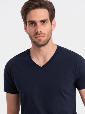 OMBRE T-Shirt Klassisches Herren-T-Shirt mit V-Ausschnitt aus Baumwolle BASIC
