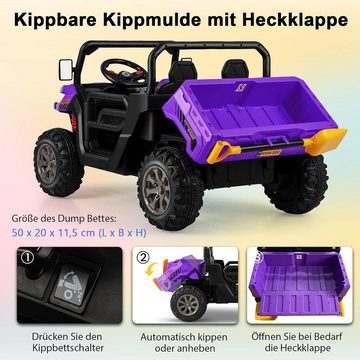 KOMFOTTEU Elektro-Kinderauto 2-Sitzer, mit Slow-Start-Funktion & Sicherheitsgurt