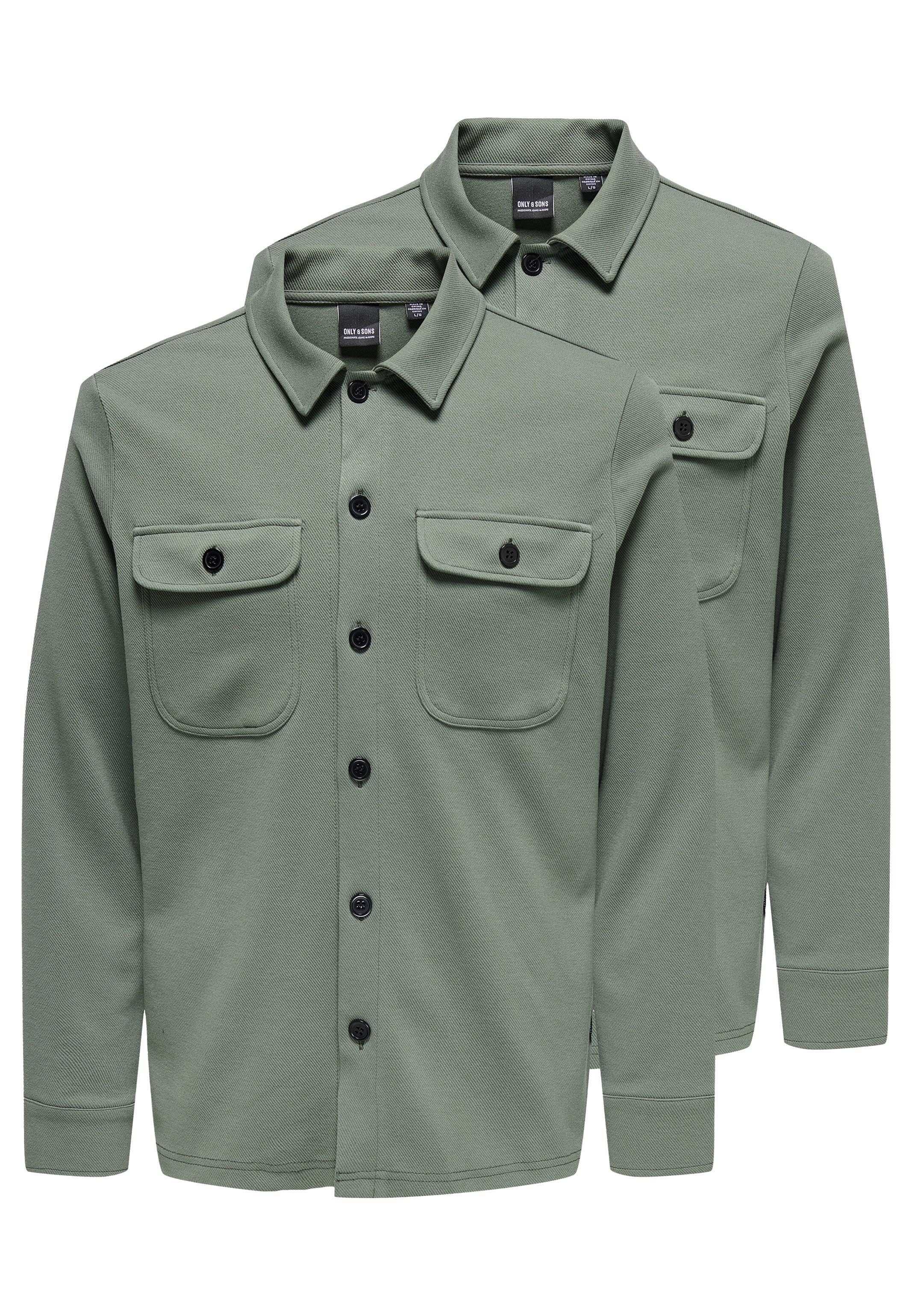 ONLY & SONS Hemdjacke 2er Pack Newkodyl (Spar-Set, 2-St) Hemdjacke / Overshirt - Blickdicht - Vielseitig kombinierbares Basic