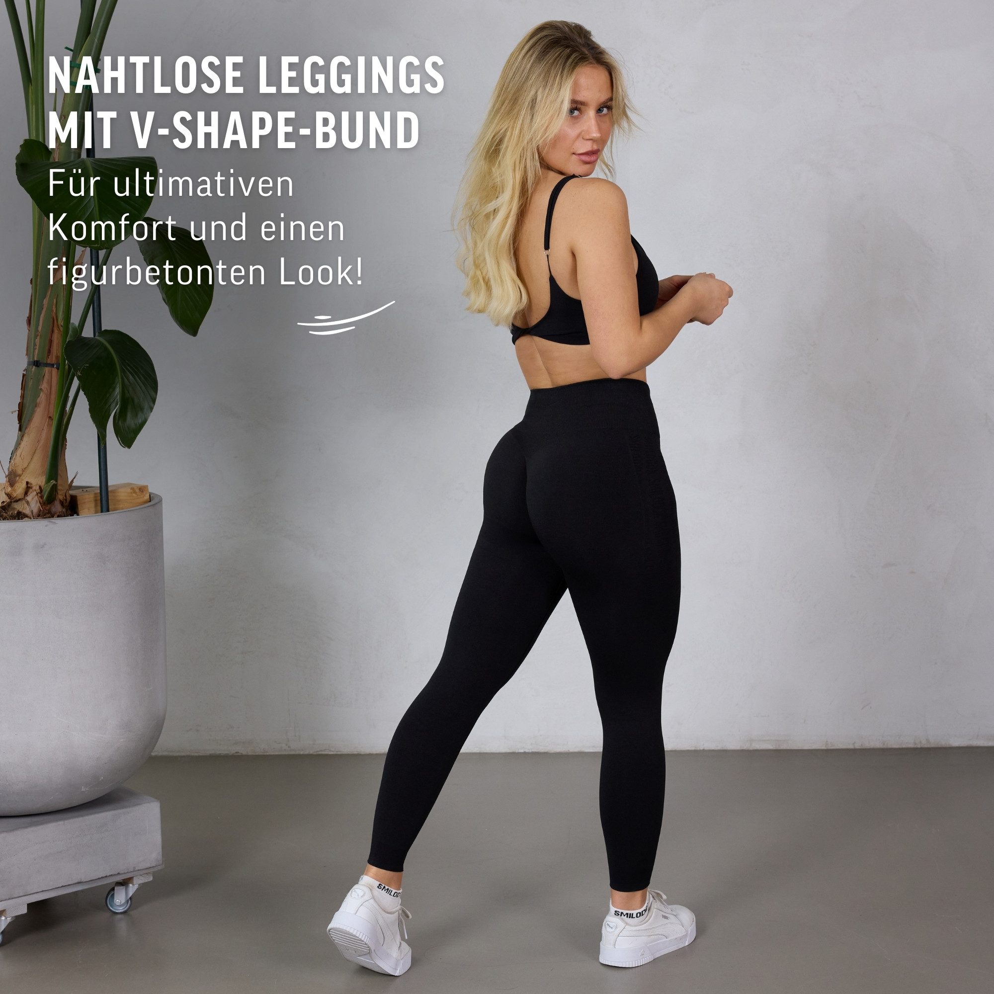 Smilodox Leggings Layne, Scrunch Butt Lift Sporthose, High Waist V-Shape Schweißabsorbierende blickdichte Trainingshose, Sport Fitness Yoga