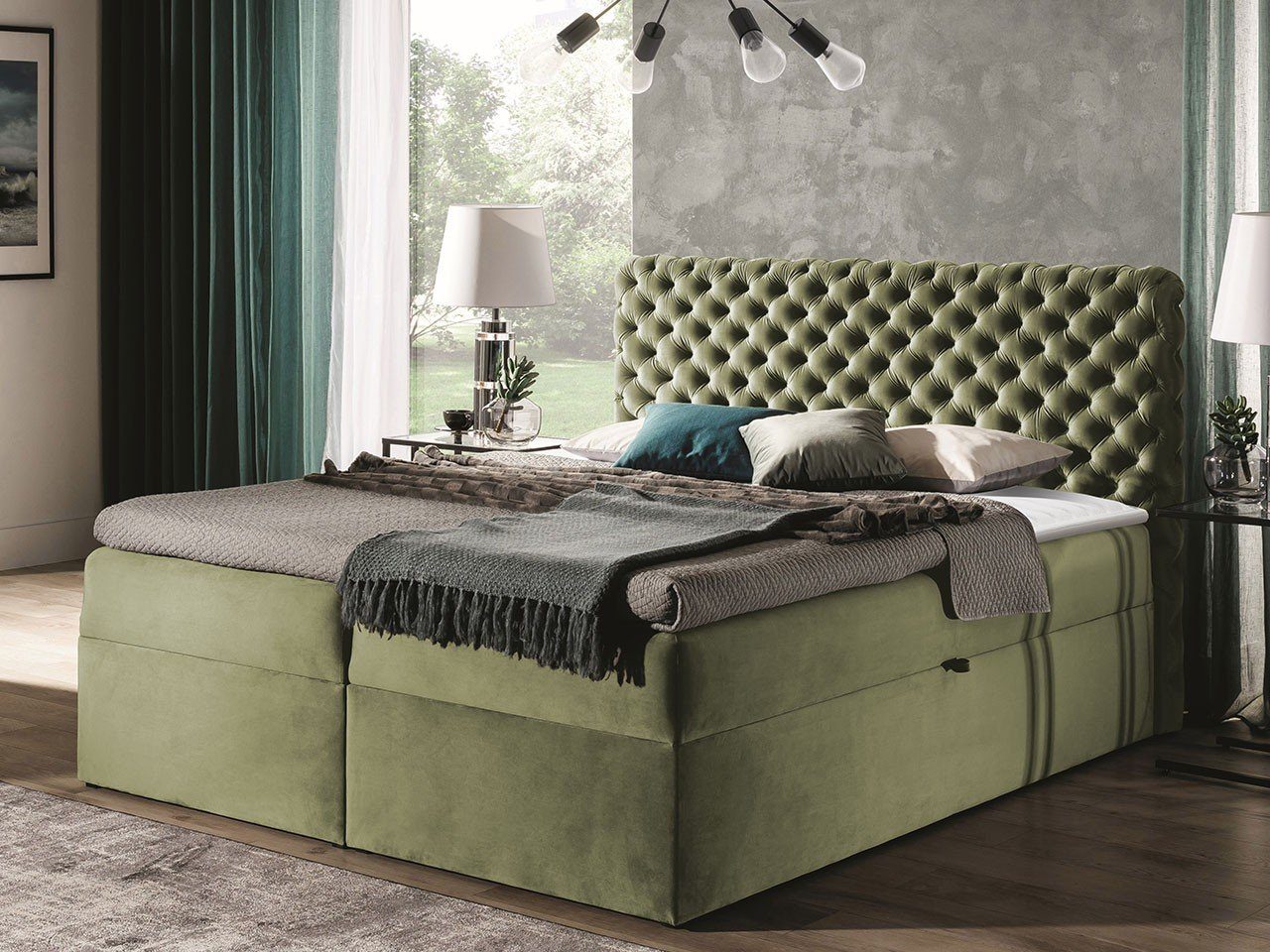 yourhouse24 Boxspringbett Chesterfield mit 2 Bettkästen, Doppelbett mit Bon günstig online kaufen