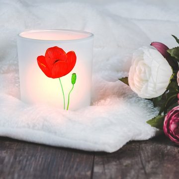 Mr. & Mrs. Panda Windlicht Blume Mohnblume - Transparent - Geschenk, Räubertochter, Blumen, Kerz (1 St), Gemütlich