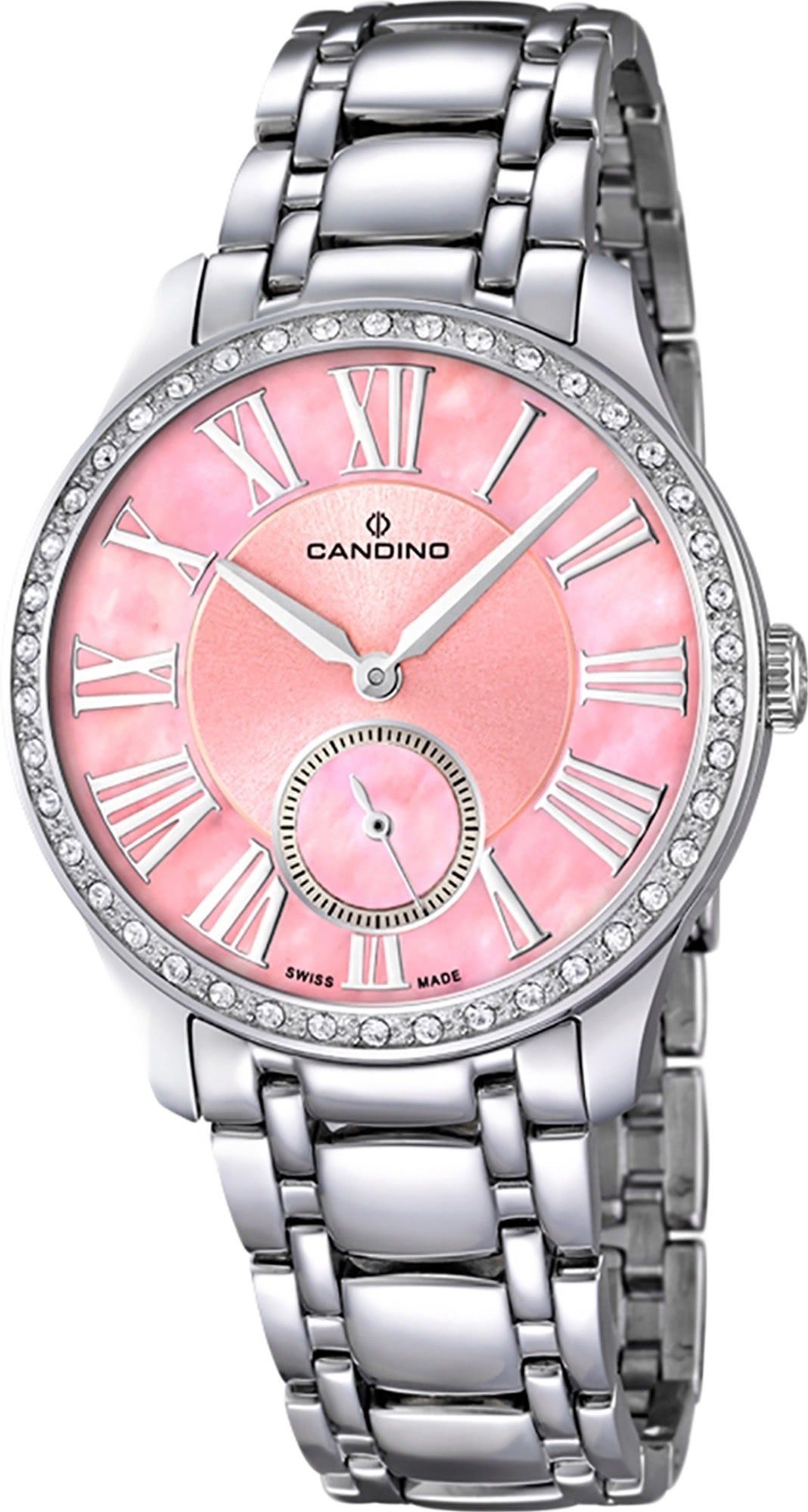 Quarzuhr Damen Candino Fashion silber, rund, Edelstahlarmband Candino Uhr Armbanduhr C4595/2, Analog Damen