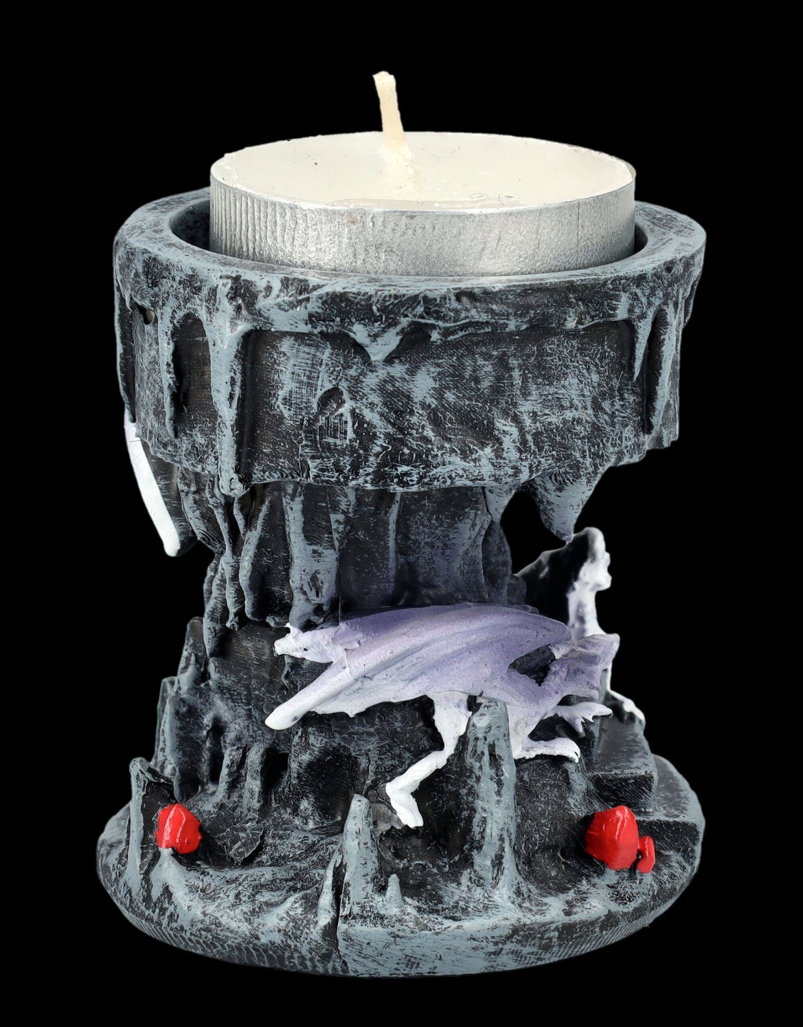 Figuren Shop GmbH Teelichthalter Fantasy - Mage - Drachen Kerzenhalter Dekoration Dragon Teelichthalter