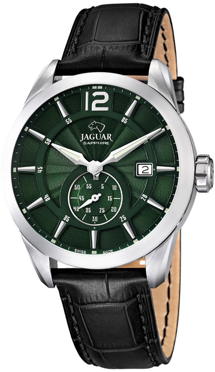 JAGUAR Quarzuhr Jaguar Herren Uhr Elegant Quarz J663/3, Herren Armbanduhr rund, Lederarmband schwarz, Elegant