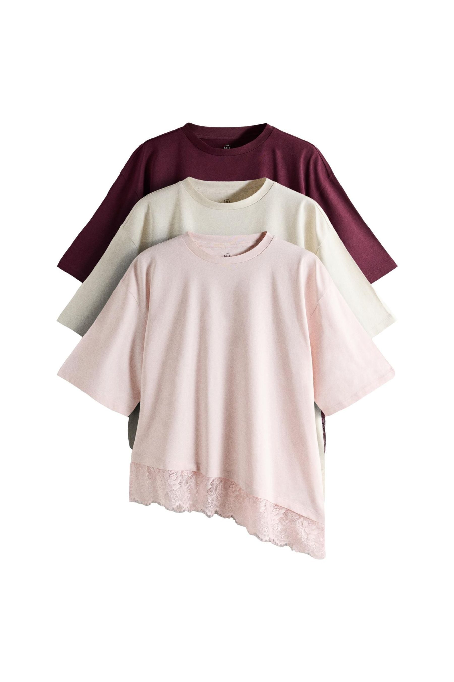 The Set T-Shirt The Set T-Shirts mit Spitzenbesatz, 3er-Pack (3-tlg)