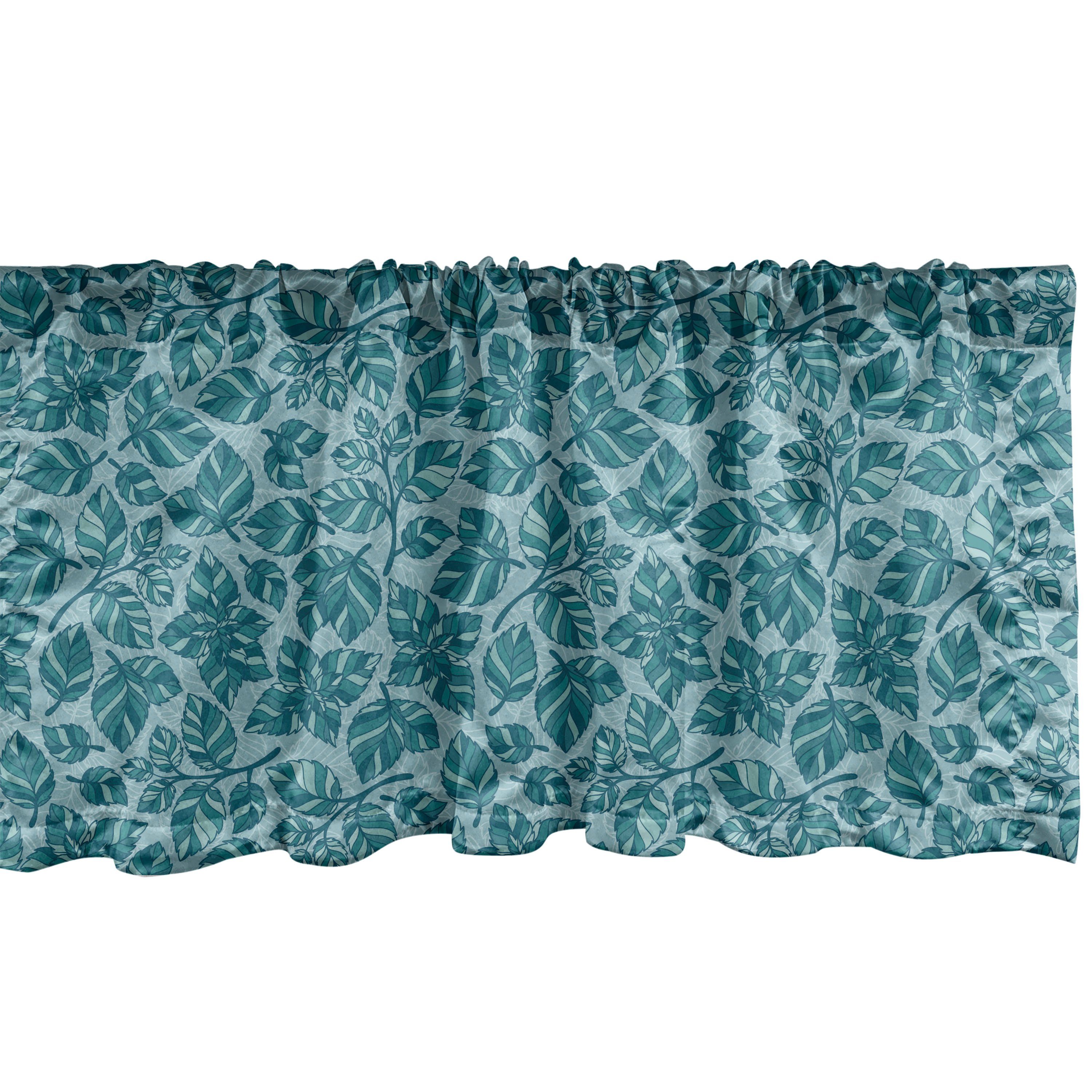 Scheibengardine Vorhang Volant Blätter Dekor Stangentasche, Designs mit Leaf Schlafzimmer Küche für Art Wiederholung Microfaser, Abakuhaus
