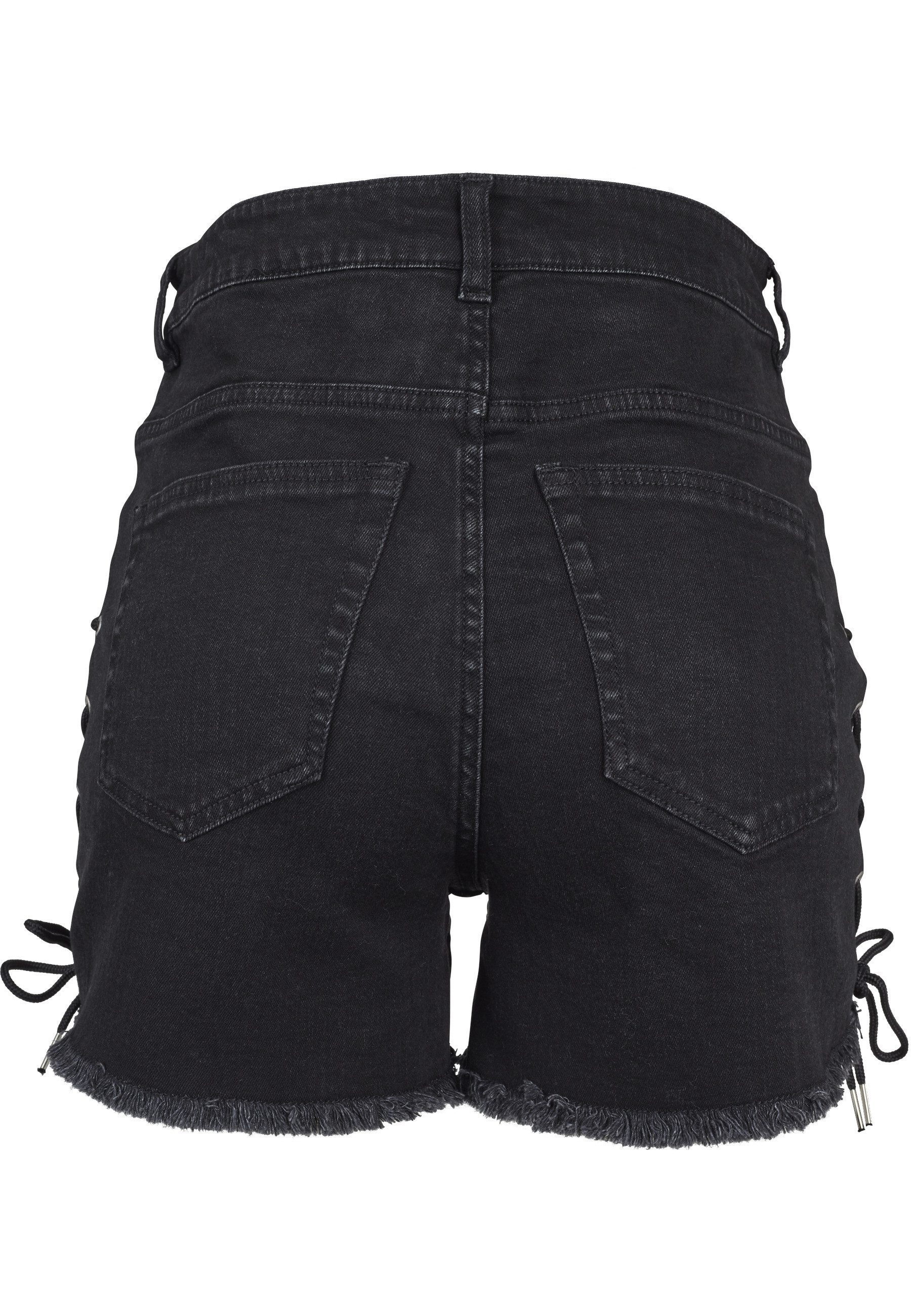 URBAN CLASSICS Stoffhose Urban Classics Damen Ladies Highwaist Denim Lace Up Shorts (1-tlg)
