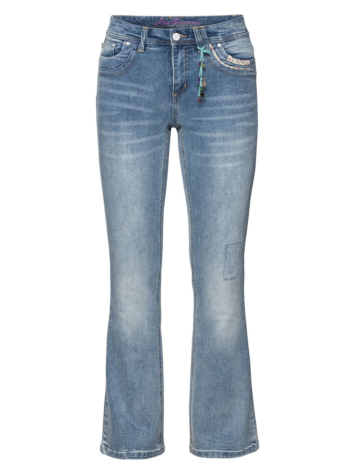 Bund Größen blue by Pailletten Bootcut-Jeans Große sheego Browns mit light Joe am Denim