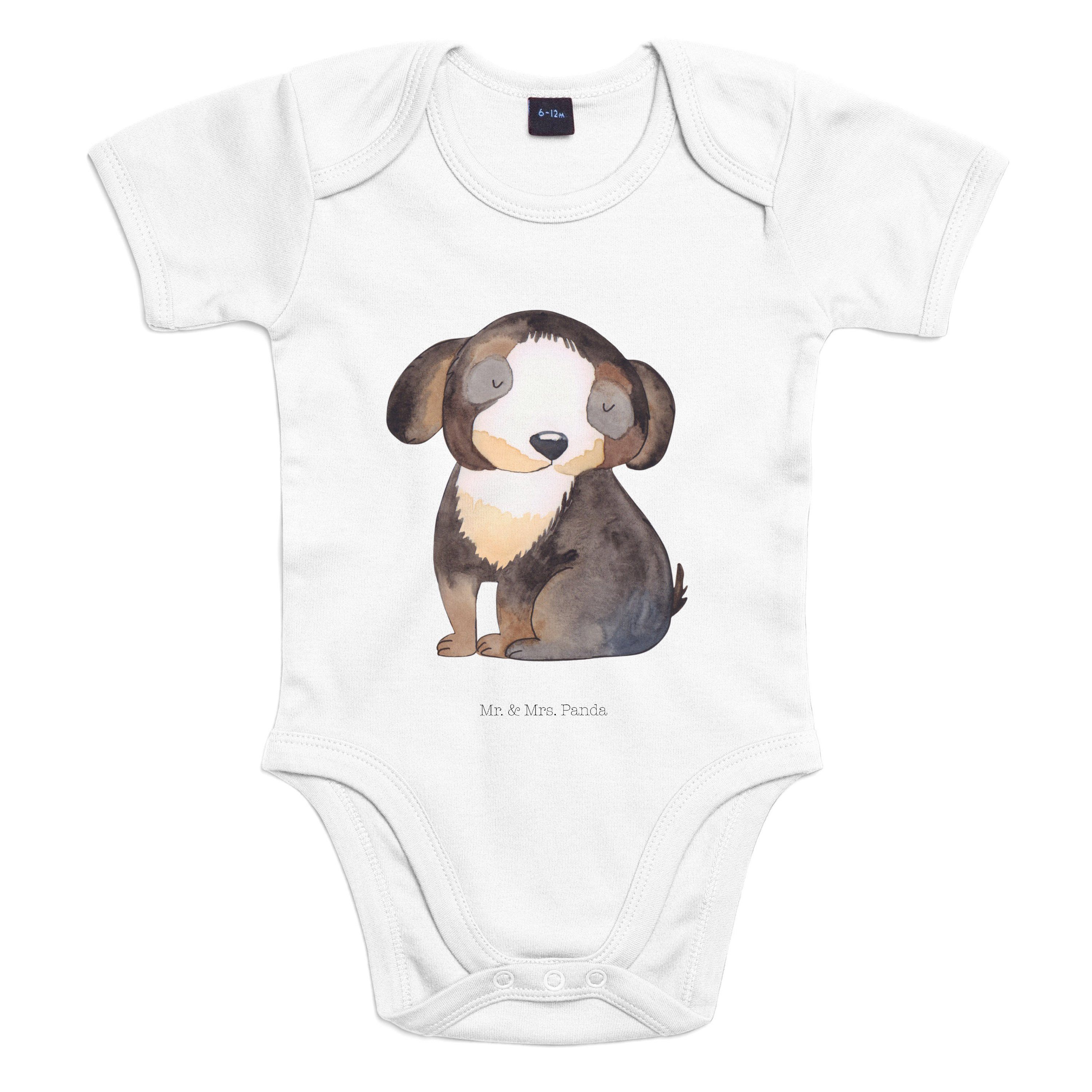 Mr. & Mrs. Panda Strampler »Hund entspannt - Transparent - Geschenk,  Babykleidung, Wickelbody, Hu« (1-tlg)